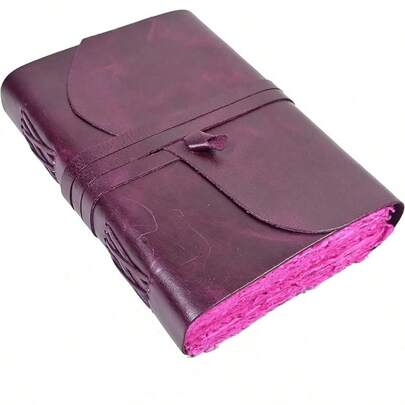 Vintage Leather Journal - 200 Pages Deckle Rustic Paper - Unlined Pages Book Of Shadows, Grimoire, Junk Notebook, Fantasy Medieval Gifts, Sketchbook, Antique Scrapbook (Dark Brown,X5)2025