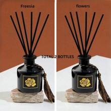 1 bottiglia/2 bottiglie Set diffusore di profumo senza fiamma, include 1 nappina e 6 bastoncini di bambù, ideale per la decorazione di casa e hotel
