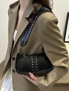 Women's Casual Solid Color Minimalist Shoulder Bag - Black - View 5