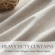 Blackout Curtains 70 Inches Extra Wide Natural Linen Curtains 84 Inch Length For Living Room, Pleated Farmhouse Bedroom Thermal Drapes For Winter Thick Window Energy Efficient 70"W X 84"L 2 Panels - 芥末黃 - 查看 5