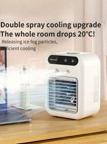 1 件 USB 可充电迷你空调风扇 - 便携式桌面冷却设备，带锂电池，无线和 USB 充电，适用于家庭、办公室或宿舍，冷却设备