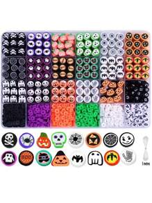 480pcs Clay Bead DIY Crafts Colorful Beading Necklace, Earring, Keychain Design Art Creative Gift Set, Ideal For Graduation, Birthday, Halloween Handmade DIY