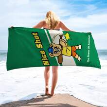1 Stück Mikrofaser Strandtuch Muster mit Cartoon Bär beim Baseballspielen Muster, geeignet für Yu Haibin Urlaub, Schwimmbad, Surfen, Körpertrocknung, Bettwäsche, Yoga und Camping, bequem, leicht und vielseitig.