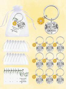 1 Stück/12 Stück/20 Stück inspirierendes Sonnenblumen Schlüsselanhänger Geschenkset, Organza Beutel Dankeschön Anhänger für Partyartikel, Du bist FANTASTISCH, inspirierende Worte Rucksack für die Schule