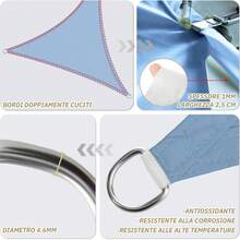 Vela Ombreggiante Triangolare 5x5x7m, 160 g/m² PES Tenda a Vela per Esterno Impermeabile,Protezione UV 95%,Per Esterno, Giardino, Terrazzo e Patio - Blu cielo