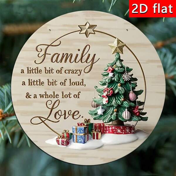 1 pieza Decoración navideña con tema de árbol de Navidad - Decoración colgante de pared festiva para el hogar, adecuada para el hogar y la exhibición en ventana, también como regalo conmemorativo, decoración navideña para el hogar | Decoración navideña | Textura de madera, placa y adorno decorativo del árbol de Navidad