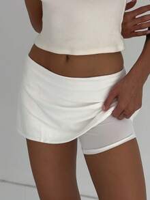 Womens Mini Skirt Skorts Summer Y2K Beach Vacation Outfits Pencil Bodycon Boho Skirts With Shorts Underneath Club Date Night Micro Skirt Going Out Streewear - 白色 - 查看 2