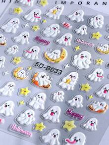 5D 卡通万圣节指甲贴纸 3 件装可爱南瓜鬼蜘蛛骷髅蜘蛛网南瓜黑猫蝙蝠月亮星星恐怖设计 DIY 卡哇伊日韩秋冬自粘凝胶指甲油贴花滑块美甲装饰美甲用品 - 彩色 - 查看 6