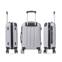 ABS Cabin Suitcase 55x40x20cm (40L) - Small Trolley Hand Luggage - 4 Double 360° Spinner Wheels - Hand Luggage | Heavy Duty | Durable | With Telescopic Handle | Ideal For Business Travel & Vacation | For Men & Women - Yellow/Navy/Black/Silver/Red/Pink/Rose Gold/Turquoise/Mint/Purple/Green - 銀色 - 查看 4