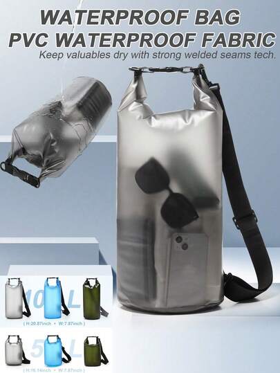 5升/10升防水干袋背包，游泳包，可折叠斜挎包，卷口式漂浮收纳袋，适用于皮划艇、划船、游泳、徒步旅行、露营和钓鱼等户外活动，Rainstory级防水袋，沙滩和海边游泳包，防水手机套运动包，适用于运动、健身、锻炼，大容量旅行包，男女皆宜，游泳和海滩旅行必备