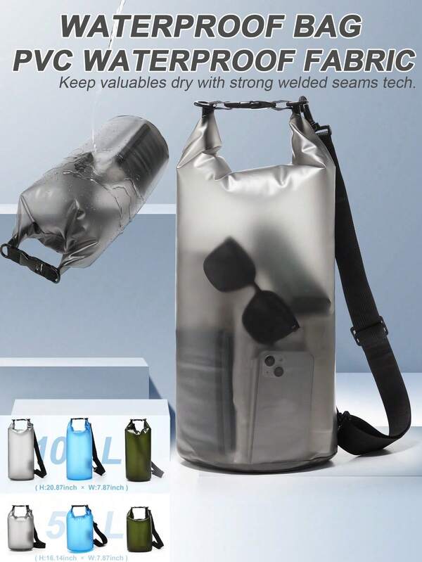 Mochila impermeable de bolsa seca de 5L/10L, bolsa de natación plegable de bandolera, bolsa de almacenamiento flotante con cierre enrollable para kayak, navegación, natación, senderismo, camping y pesca. Bolsa impermeable de grado Rainstory para playa y mar. Funda impermeable para teléfono, bolsa deportiva para fitness, ejercicio, gran capacidad, bolsa de viaje para vacaciones para mujeres y hombres, artículo esencial de viaje para natación y playa