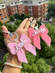 Bow Girls Backpack Name Tag, Name Charm, Backpack Tags, Girls Keychain, Bag Tag, Name Tag For Girls, Gift For Girls, Matching, School Supplies, Back To School, School Gift, For Office, For School, For Classroom, For Colleague, For Dorm Rooms, Junior High School Students, Middle School Students, Sophomore, Underclassmen, Personalized, Unique, Customized, Ideal Gifts For Him, Ideal Gifts For Her, Her, Boyfriend, Girlfriend, Family, Friends