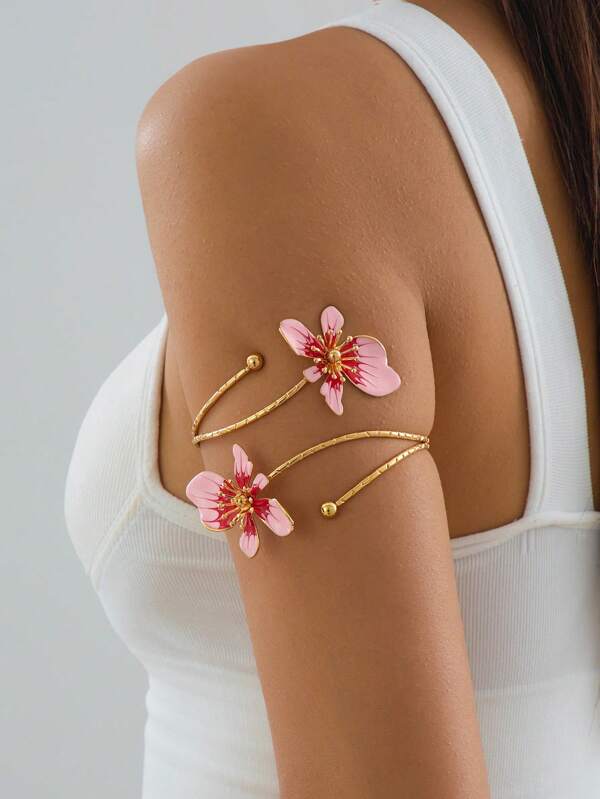 1pc Fashion Floral Pendant Bracelet, Elegant & Chic Accessories For Women Resort Outfit