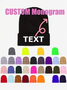Customizable Unisex Beanie Hat - Personalized Photo/Text Print, Lightweight Stretchy Knit, Machine Washable Winter Ski Cap For Running, Workouts, Outdoor Activities & Thanksgiving Gifts, Winter Hats, Running Headwear, Versatile Headgear, Customizable Print
