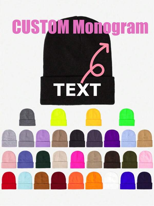 Customizable Unisex Beanie Hat - Personalized Photo/Text Print, Lightweight Stretchy Knit, Machine Washable Winter Ski Cap For Running, Workouts, Outdoor Activities & Thanksgiving Gifts, Winter Hats, Running Headwear, Versatile Headgear, Customizable Print