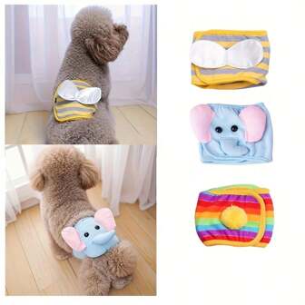 柔软、耐用、可洗的小型犬狗尿布 - 黄色和灰色，可重复使用的蝴蝶结设计小狗尿布，适用于公狗，穿着舒适，舒适的狗服装 | 时尚狗尿布 | 耐用面料，狗尿布