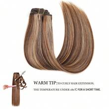 8pcs Straight Clip In Hair Extensions Human Hair Per Set With 18Clips Double Weft Brazilian Virgin Human Hair Natural Black Color For Women (22 Inch, Straight Hair) - Màu dương cầm - Xem 2