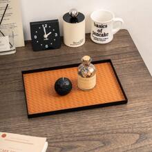 1 pieza Bandeja de moda, organizador de almacenamiento rectangular para baño, disponible en negro o blanco, adecuado para tocador, entrada, joyas, velas, cosméticos, mesa de la sala de estar, decoración de hotel