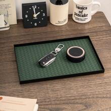 1 pieza Bandeja de moda, organizador de almacenamiento rectangular para baño, disponible en negro o blanco, adecuado para tocador, entrada, joyas, velas, cosméticos, mesa de la sala de estar, decoración de hotel