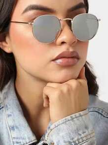 1pc Round Frame Stylish Y2K Fashion Fashion Glasses, Suitable For Outdoor Wear, Party, Street Photography
