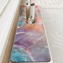Faucet Mat, Mother-Of-Pearl & Ocean Design Faucet Splash Guard, Adds Texture To Space, Bathroom Faucet Anti-Splash Mat, Anti-Moisture Anti-Slip Faucet Mat, Kitchen Countertop Accessory, Kitchen & Dining Table Accessory, Sink Drainage Mat, Anti-Moisture Absorbent Mat, Absorbent Drainage Mat For Dishes, Multi-Function Absorbent Anti-Slip Mat