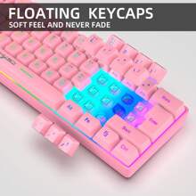 60% Wired Gaming Keyboard, RGB Backlit Mini Keyboard, Type-C To USB Waterproof Small Ultra-Compact 61 Keys Keyboard For PC/ Gamer, Typist, Travel, Easy To Carry On Business Trip