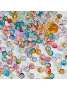 8毫米彩色玻璃珠，水晶裂纹花形雪花散珠，DIY珠宝制作配件，适用于手链、项链