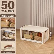 可折叠多层收纳箱卧室衣服双门储物柜，奶油色，适用于客厅书籍和零食