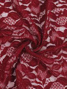 Camellia Lace Short Sleeve Cardigan Jacket - Rose Red - View 5