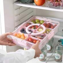 8-Compartment Snackle Box Container With Lid & Handle – Food-Safe PP Plastic Portable Snack Organizer For Charcuterie, Grid Storage Box, Large Capacity Refrigerator Fresh-Keeping Box, Portable Fruit Storage Box, Drain Box, Kitchen Seasoning Box, For Fruits, Nuts, Travel, Office & Picnics, Back To School, School Supplies, School Supplies 1PC