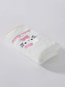 Sanrio 1pc Sanrio Cute Cartoon Character Hello Kitty Coral Fleece Soft Absorbent Quick Dry Non-Shedding Hand Towel & Bath Towel, Face Towel Size 34*75, Bath Towel Size 70*140cm, Bathroom Essential