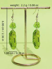 1 par de pendientes personalizados con diseño peculiar de pepino verde de acrílico, joyería de moda para mujeres, adecuado para atuendos diarios y fiestas