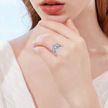 1 Pc Elegant 925 Sterling Silver Celtic Knot Moonstone Triangle High Polish Anti-Rust Eternal Wedding Ring, Stackable Rings, Irish Jewelry Gift For Women - Silver - View 2