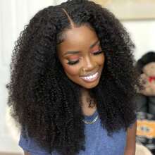 Full 250% KInky Curly Pre Plucked Hd Lace Frontal Wig Brazilian 38 40 Inches Transparent Jerry Curly 13x4 Lace Front Natural Black Curly Human Hair Wigs For Women - Natural Black - 查看 1
