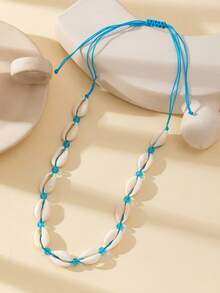 New Cross-Border Bohemian Shell Beaded Crystal Adjustable Necklace - Blue - View 8