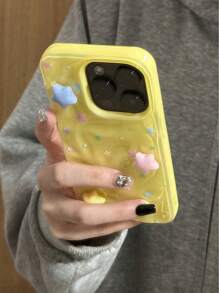 2 件不对称褶皱陨石设计糖果色五角星图案手机壳适用于 16/16 Pro Max、 15 XR/7/8、 15 Pro Max/12 Pro Max、 13/14 Pro Max、 11/12/13/14、P11/P12 防震创意保护套 - 黃色 - 查看 6