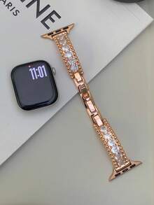 1 件全钻石锆石全铜手链和表带适用于 AppleWatch S10/9/8/7/6/5/SE/4/3/2/1 尺寸 38mm/40mm/41mm/42mm/44mm/45mm/46mm/49mm（不包括手表）
