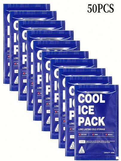 20/50/70/100个可重复使用冰袋 - 适用于冷藏箱、夏季冰运输和午餐盒、可重复使用的冷藏袋、午餐袋冷藏器、鱼饵保存、海滩冷冻袋、旅行和露营冷藏器配件