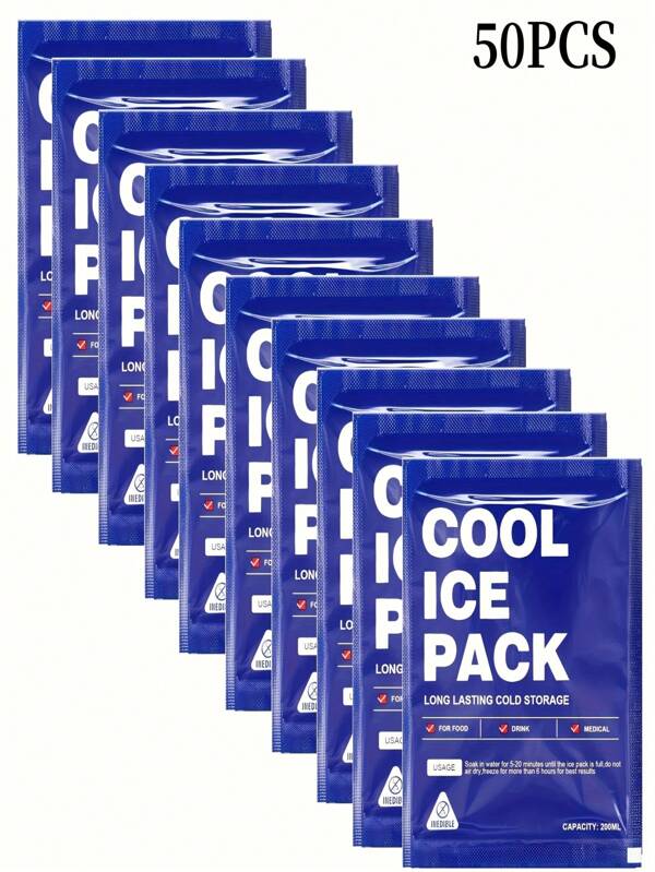 20/50pcs Reusable Ice Packs - For Cooling Boxes, Summer Ice Transport And Lunch Boxes Reusable Cold Packs, Lunch Bag Coolers, Bait Preservatives, Freezer Bags For Beach, Travel And Camping Cooler Accessories
