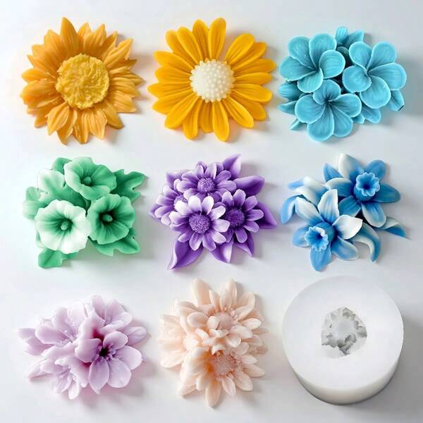 1pc Flower Shaped Fragrance Candle Silicone Mold, DIY Handmade Candle, Soap, Plaster Craft Making Supplies, Suitable For Home Decoration