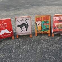 1pc Dollhouse Wooden Sign Mini Chalkboard, Christmas & Miniature Scene Prop, Birthday Gift, Tiny Cafe, Coffee Shop, Ice Cream Store Sign Accessory For DIY Home Decor Christmas Decorations Room Decor