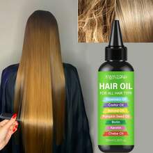 100ml/3.38oz 7-In-1 Essential Oil Blend Contains Castor Oil, Rosemary Oil, Butternut Oil, Pumpkin Seed Oil, Mint Oil, Biotin, Keratin Moisturizing And Nourishing Properties, Suitable For Dry, Flaky Hair, Suitable For All Hair Types And Scalp, Unisex. - 綠色 - 查看 4