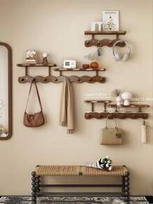 Creative Wooden Door Back Hook - Rust-Proof Thickened Carbon Steel Wall Hook, Wall-Mounted Coat Hook, Solid Wood Hanger, Hat Rack, Bathroom Hook. Kitchen Storage Rack. Suitable For Bedroom, Porch, Foyer, Foyer Storage, Wall Decoration - Adhesive-Free Hook, Room Decoration. Morlot Style Hook (Wood Style, Durable, Anti-Peeling Paint)