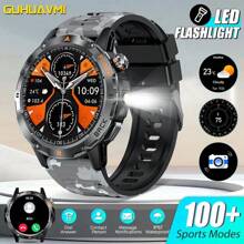 GUHUAVMI 1pc Outdoor Sports Smart Watch, 1.53inch HD Screen, With LED Flashlight, Wireless Call, Info Push, Compass, Heart Rate/Sleep Monitoring, Fitness Tracker Smartwatch, IP67 Waterproof Watch For Men Women, Suitable For Android IOS