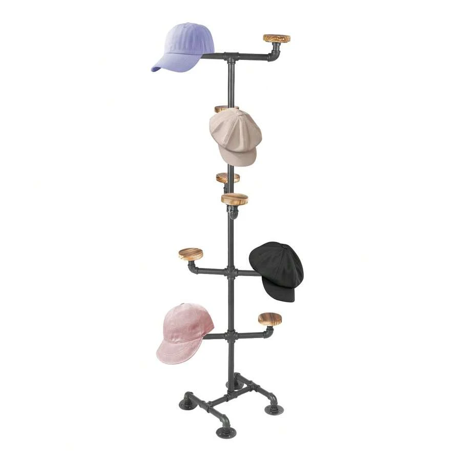 Futchoy Black Hat Holder Rack With 10 Hangers Free Standing Hat Display ...