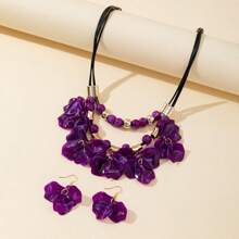 1 Set Bohemian Style Fashion Shell Pearl Necklace & Earrings Set, Delicate And Suitable For Women's Daily Outfit