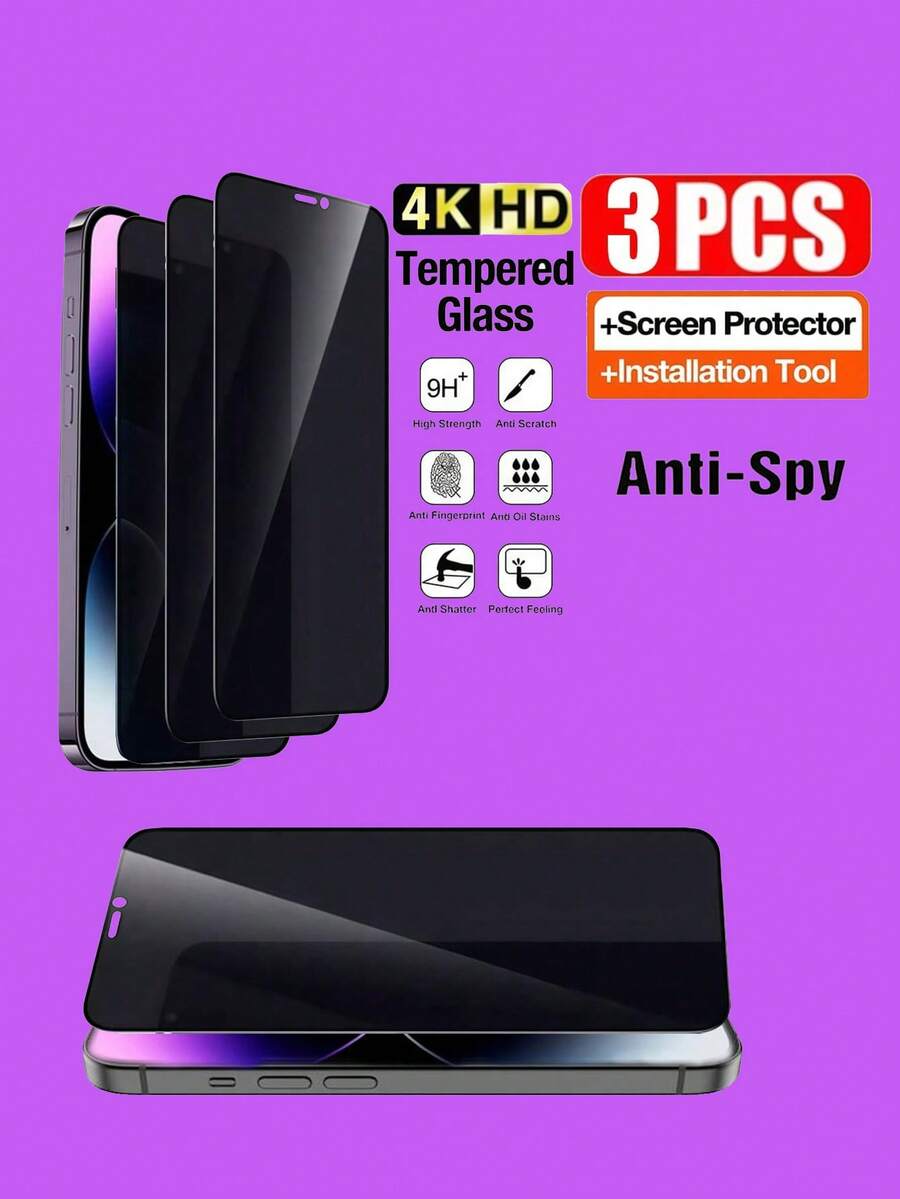 3 Pack Datenschutz-Hartglas kompatibel mit Apple 15 15 Pro Max 15 Pro 15 Plus 14 Promax 14 14 Pro 14 Plus 16 Promax 16 16plus 16 Pro Bildschirmschutz kratzfest, fingerabdruckfest, blasenfrei, Spionage-Schutz, Handy Zubehör, Anti-Sturz Geschenk für Geburtstag, Familie, Freunde - 3 Stück - Übersicht 1