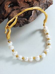 MiDuoDuo 1 件精美法式优雅方形吊坠项链，镶嵌养殖珍珠，是送给女士的时尚配饰礼物