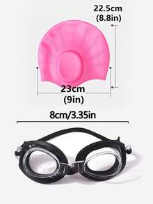 1 套硅胶泳帽 - 带防水泳镜，带耳袋的泳帽，保护长发并提供高弹性防水游泳，适合男士和女士、成人和青少年，返校，特殊设计的泳帽，适合非常长而浓密的卷发和脏辫编织辫子，硅胶保持头发干爽，防水舒适男女通用泳帽，游泳池设备