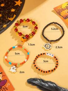 imoli 4pcs Set Fashionable Dark Gothic Pearl CCB Spider Pendant Necklace Jewelry, Suitable As Halloween, Party Gift For Women